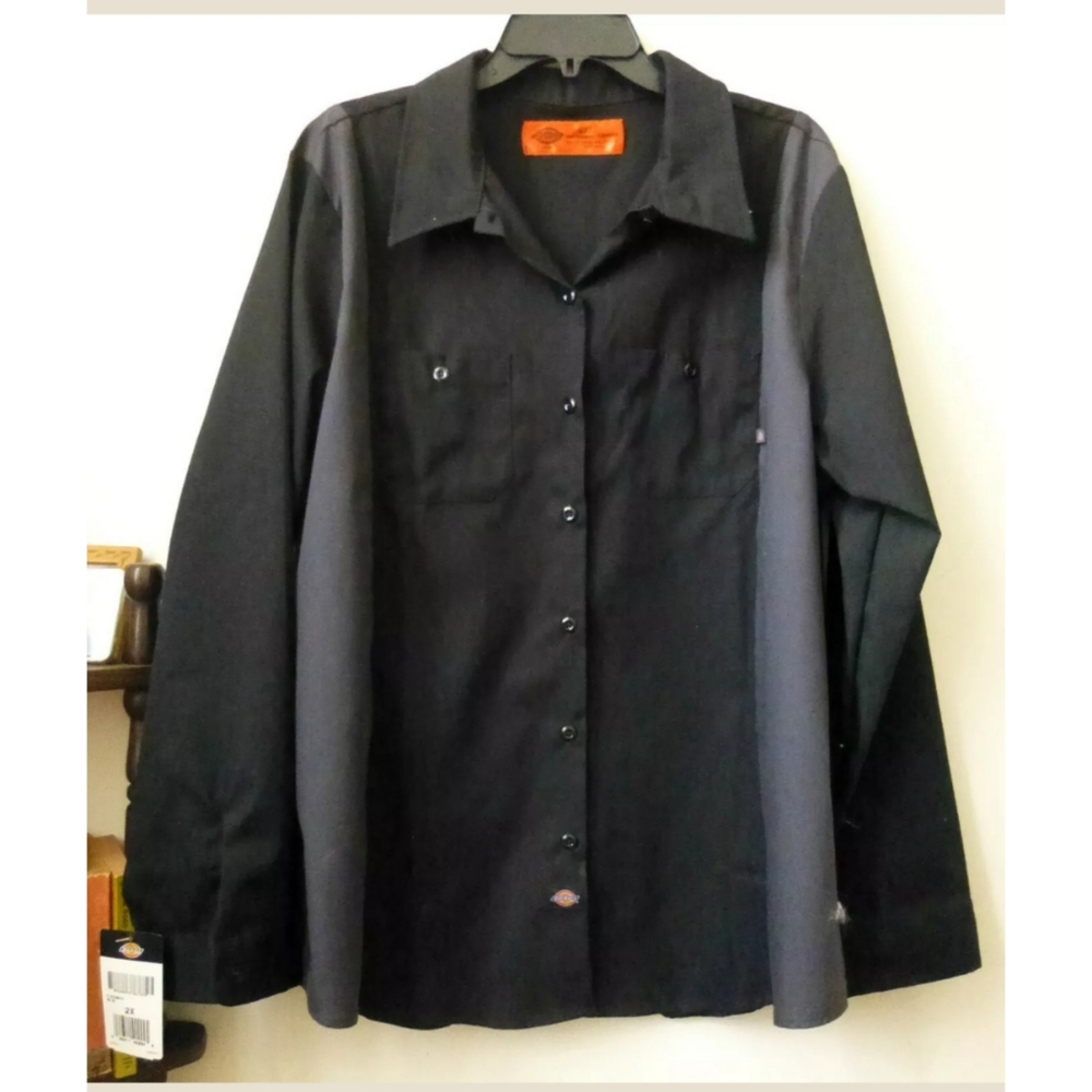 Dickies Men Work Shirt Size 2XL Black Butt…